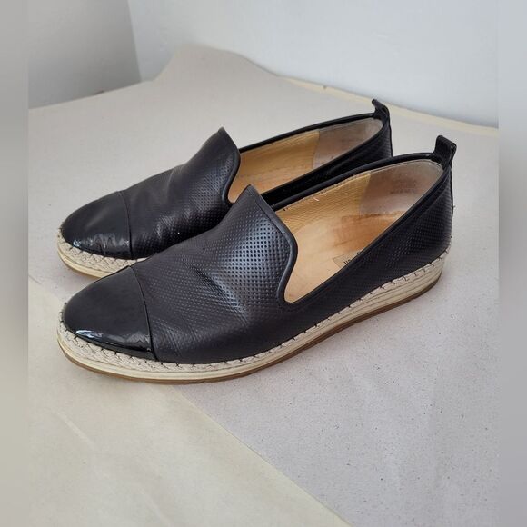 Paul Green Joaquin Espadrille Slip On Loafer Perforated Leather Black Women 6.5 - Picture 2 of 10